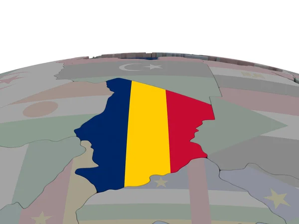 Tchad med flagga — Stockfoto