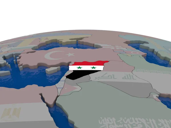 Syrii z flagą — Zdjęcie stockowe