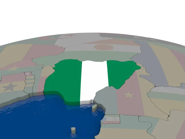 Nigeria met vlag — Stockfoto