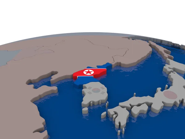 Nordkorea mit Flagge — Stockfoto