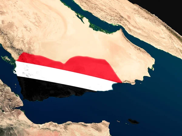 Flag of Yemen from space — Stock Photo, Image