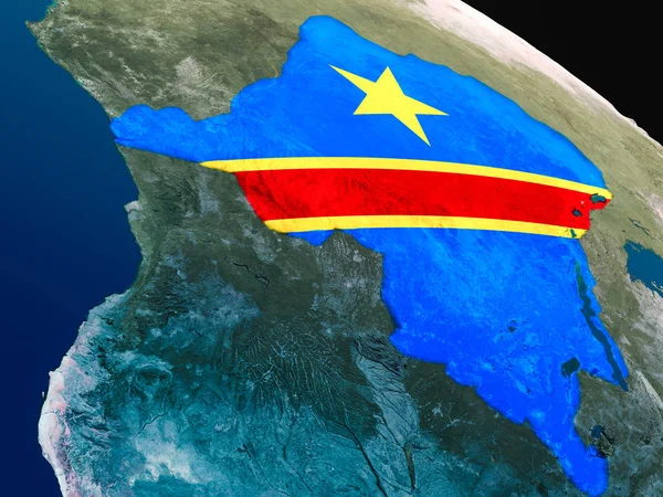 Bandera de Congo Democrática desde el espacio — Foto de Stock