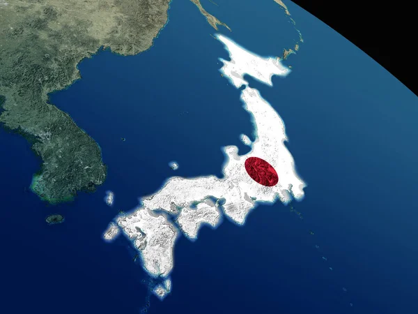 Drapeau du Japon depuis l'espace — Photo