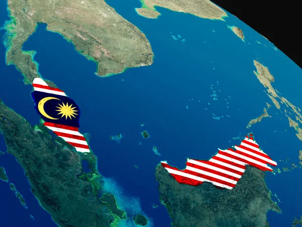 Flag of Malaysia from space — Stock Photo, Image