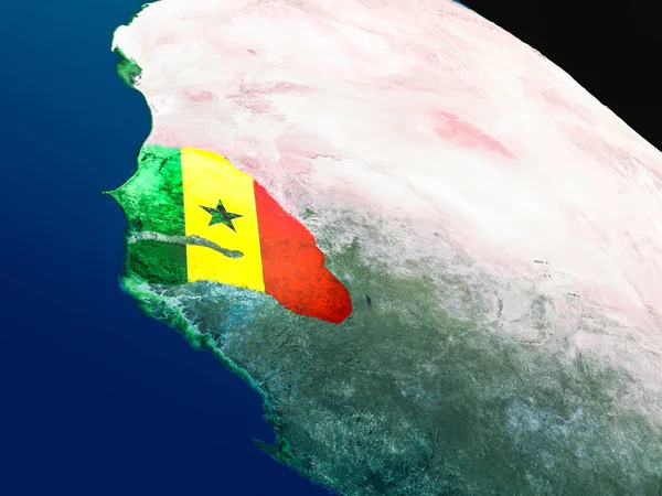 Прапор Сенегалу з космосу — стокове фото