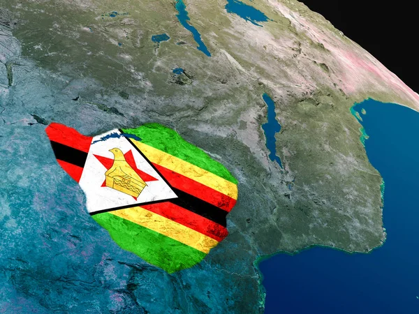 Bandeira do Zimbabué do espaço — Fotografia de Stock