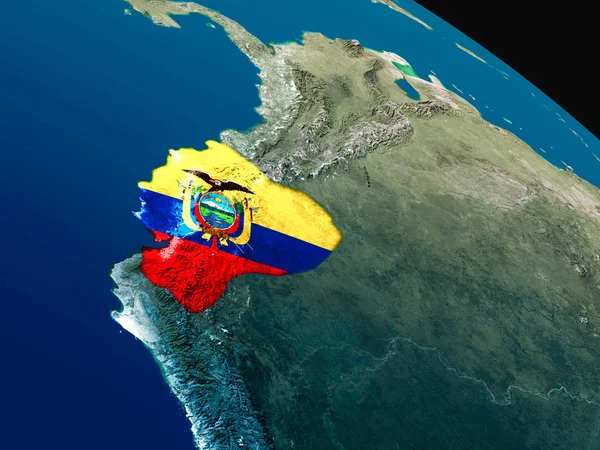 厄瓜多尔从空间的旗帜 — 图库照片