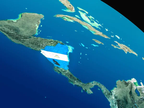 尼加拉瓜从空间的旗帜 — 图库照片