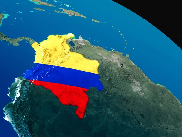 Flag of Colombia from space — Stock Photo, Image