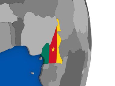 Kamerun bayrağı ile dünya üzerinde