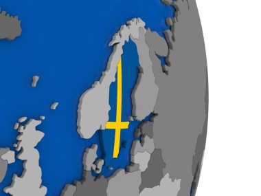 İsveç bayrağı ile dünya üzerinde