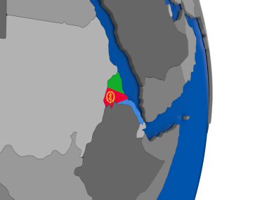Eritre bayrak ile dünya üzerinde