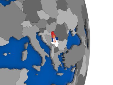 Sırbistan bayrağı ile dünya üzerinde
