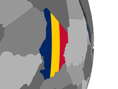 Çad bayrağı ile dünya üzerinde