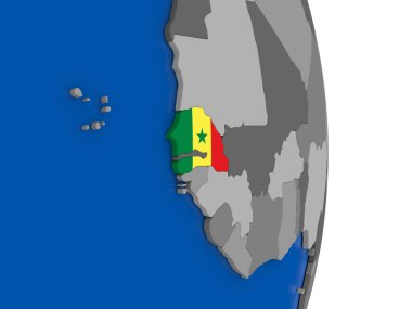 Senegal bayrak ile dünya üzerinde