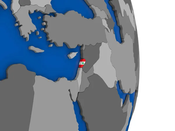 Lebanon on globe with flag — Stock Photo, Image