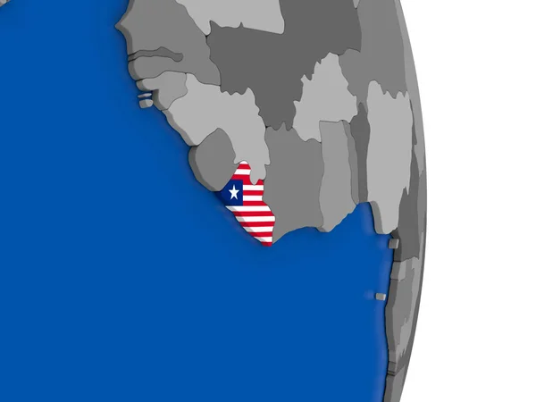 Liberia on globe with flag — Stock Photo, Image