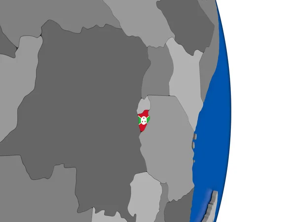 Burundi no globo com bandeira — Fotografia de Stock