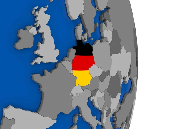 Germany on globe with flag — Stock Photo, Image