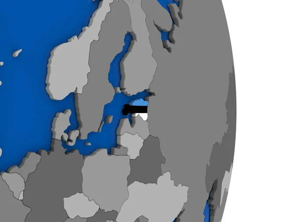 Estland på jordglob med flagga — Stockfoto