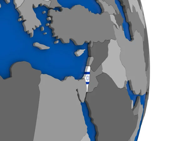 Israël sur le globe avec le drapeau — Photo