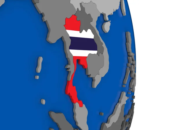 Thaïlande sur le globe avec drapeau — Photo