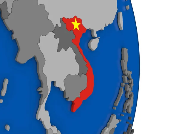 Vietnam auf Globus mit Fahne — Stockfoto