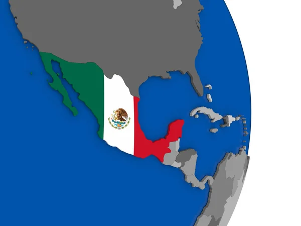Meksyk na świecie z flagą — Zdjęcie stockowe