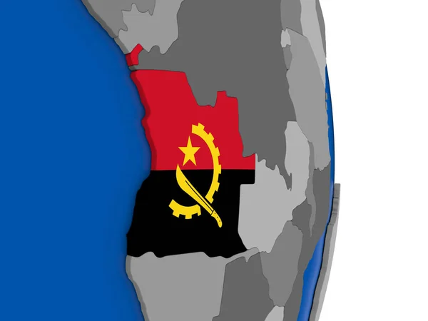 Angola sur le globe avec drapeau — Photo