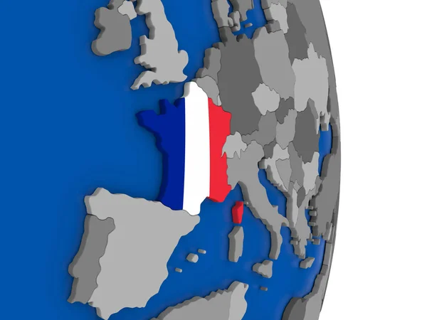 France sur le globe avec drapeau — Photo