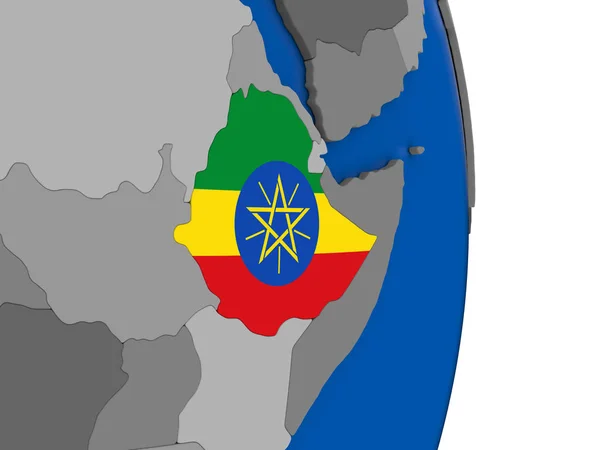 埃塞俄比亚国旗地球仪 — 图库照片