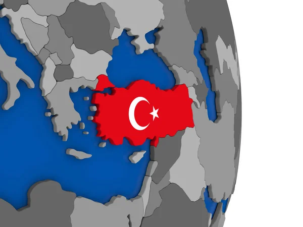 터키 국기와 함께 세계에서 — 스톡 사진