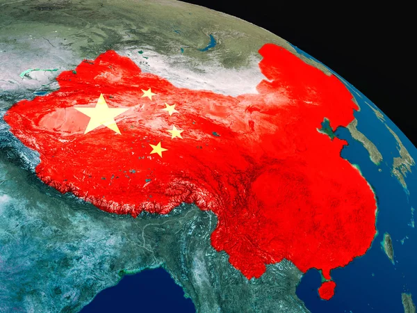 Flag of China from space