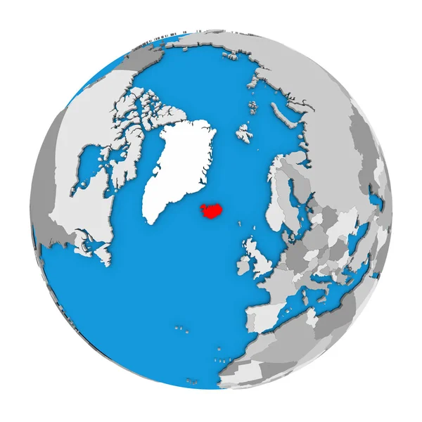 Iceland on globe — Stock Photo, Image