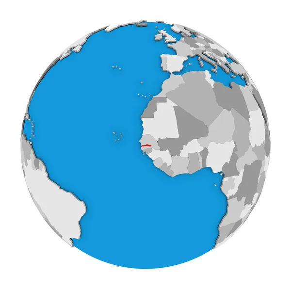 Gambia on globe — Stock Photo, Image
