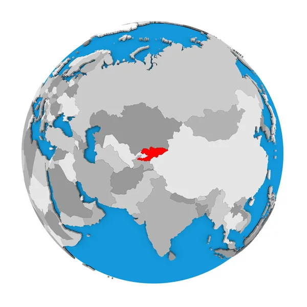 Quirguizistão no globo — Fotografia de Stock