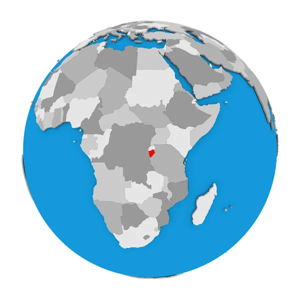 Burundi på jordglob — Stockfoto
