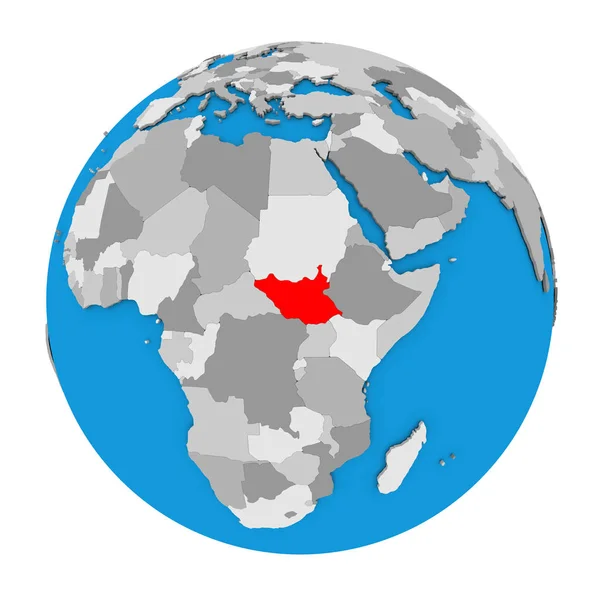 South Sudan on globe — Stock Photo, Image