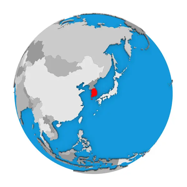 Южная Корея на глобусе — стоковое фото