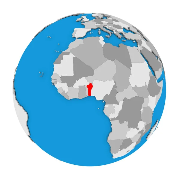 Benin on globe — Stock Photo, Image