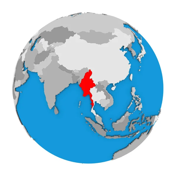 Myanmar op wereldbol — Stockfoto