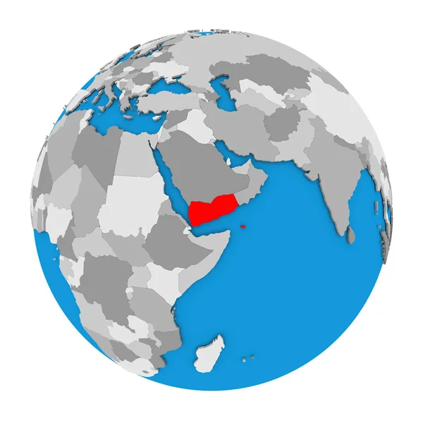 Jemen op wereldbol — Stockfoto