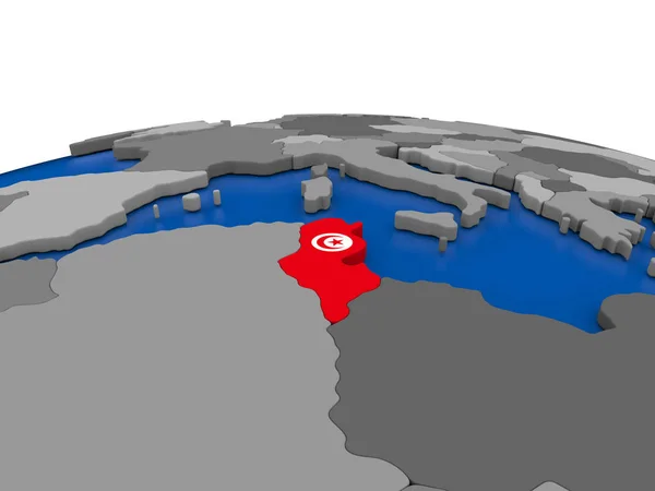 Tunisia sul globo 3D — Foto Stock