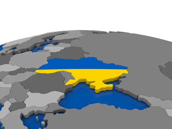 Ukraine on 3D globe — Φωτογραφία Αρχείου