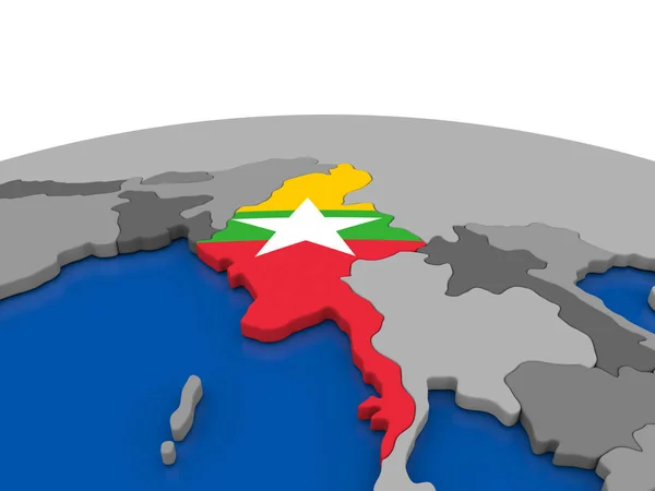 Myanmar auf 3D-Globus — Stockfoto