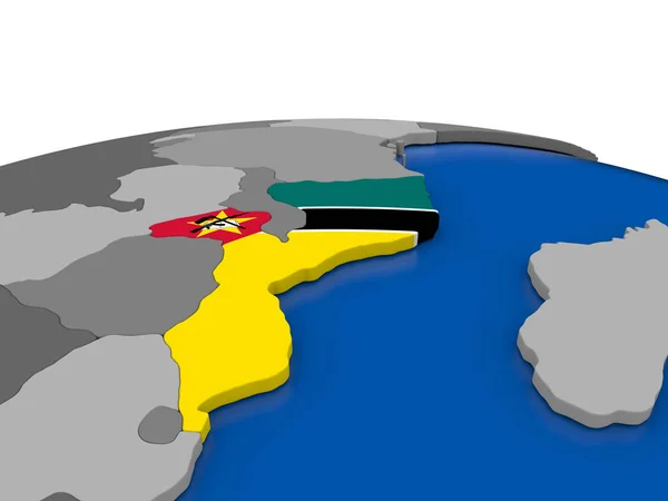 Mozambique on 3D globe — ストック写真