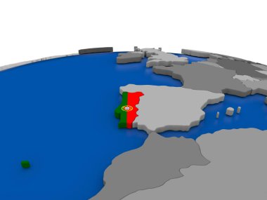 Portugal on 3D globe