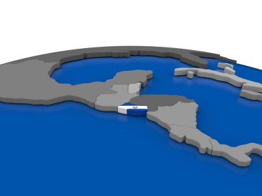 El Salvador on 3D globe