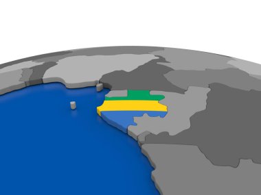 Gabon on 3D globe