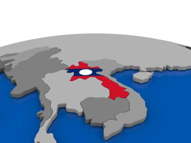 Laos on 3D globe
